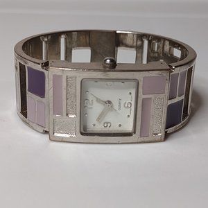 Vintage Purple And Silver Tone Metal Watch